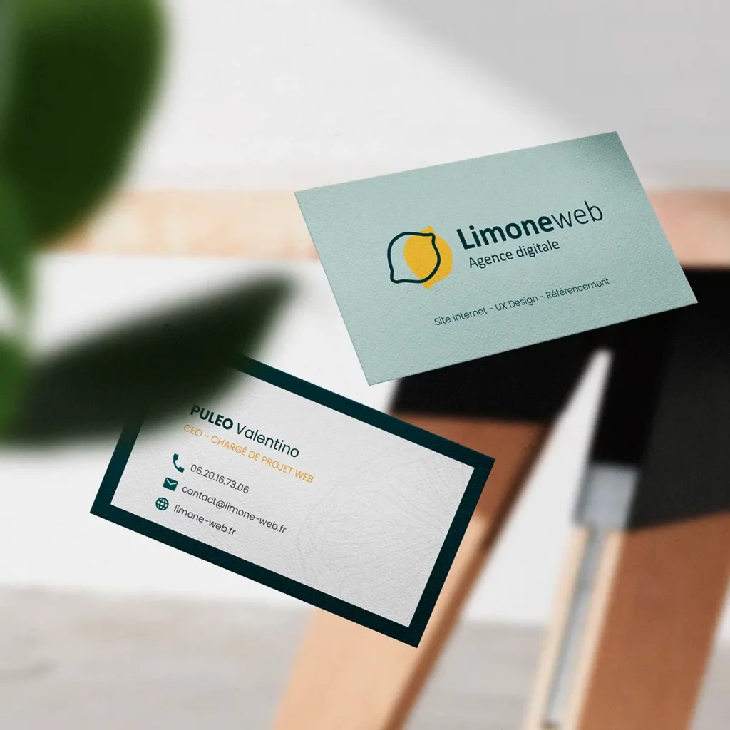 Carte de visite en impression professionnelle pour un web designer.
